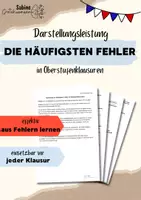Vorschau - Arbeitsblätter - Die häufigsten Fehler in Oberstufenklausuren berichtigen - Darstellungsleistung - Deckblatt