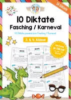 Vorschau - Arbeitsblätter - 10 einfache Diktate zum Fasching / Karneval - Deckblatt
