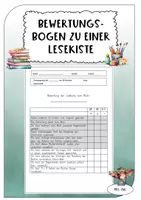 Vorschau - Arbeitsblätter - Bewertungsbogen Lesekiste - Deckblatt