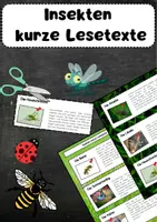 Vorschau - Mal- und Bastelvorlagen - Insekten: kurze Lesetexte zum ausschneiden - Deckblatt
