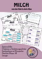 Vorschau - Stationenlernen - Milch - von der Kuh ins Glas - Stationenarbeit - Deckblatt