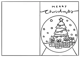 Vorschau - Mal- und Bastelvorlagen - Weihnachten Klappkarte - Schneekugel - 3 Versionen - Deckblatt