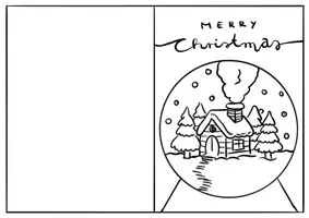 Vorschau - Mal- und Bastelvorlagen - Weihnachten Klappkarte - Schneekugel - 3 Versionen - Seite 1