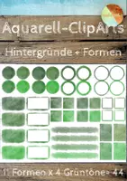 Vorschau - selbst erstellte Cliparts/Grafiken - Aquarell ClipArts - GRÜN - Hintergründe, Formen, Felder - Deckblatt