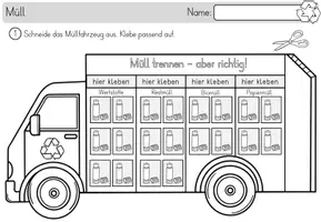 Vorschau - Arbeitsblätter - Müll & Recycling - Bastelvorlage Mülltrennung / Müllwagen - Seite 3