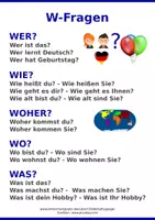 Vorschau - Poster - Poster für W-Wörter - W-Fragen in DaF- DaZ - Seite 1