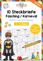 Vorschau - Arbeitsblätter - 10 Steckbriefe zum Fasching/Karneval - Deckblatt