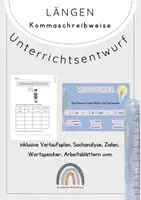 Vorschau - Stundenentwürfe - Unterrichtsentwurf Längen in Kommaschreibweise | Klasse 3 - Deckblatt