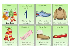 Vorschau - Bildkarten - Englisches Lesespiel "I have ... Who has ...?" - Clothes - Seite 3