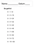 Vorschau - Arbeitsblätter - Multiplikation - die 8 er Reihe - Seite 2