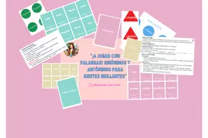 Vista previa - Juegos / Gamificación - Juego SINÓNIMOS Y ANTÓNIMOS CON TARJETAS para MENTES BRILLANTES🧠📚 - Portada