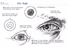 Vorschau - Spiele - 🟣 Augen zeichnen im Kunstunterricht - Aufgabenkarte für eine Stationenarbeit 🔴 Selbstbildnis 🟢 Gesicht ⚫ Porträtzeichnen - Seite 3