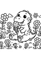 Vorschau - Mal- und Bastelvorlagen - Dinotastische Ausmalbilder Frühling - 4 Ausmalbilder Dinosaurier - Seite 3