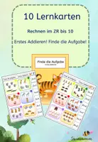 Vorschau - Bildkarten - Erste Addition Finde die Aufgabe 10 Lernkarten ZR 10 - Deckblatt