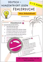 Vorschau - Arbeitsblätter - Fehlersuche im Text – (Konzentriertes Lesen, Genauigkeit Deutsch-Arbeitsblatt, 3. bis 5. Klasse) - Deckblatt