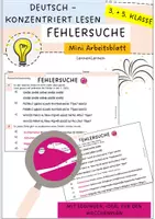Vorschau - Arbeitsblätter - Fehlersuche im Text – (Konzentriertes Lesen, Genauigkeit Deutsch-Arbeitsblatt, 3. bis 5. Klasse) - Deckblatt