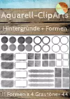 Vorschau - selbst erstellte Cliparts/Grafiken - Aquarell ClipArts - GRAU - Hintergründe, Formen, Felder - Deckblatt