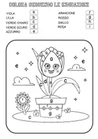 anteprima - Esercizi - Carattere stampato minuscolo - Colora il fiore - Pagina 1