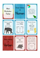 Vorschau - Prüfungsvorbereitung - Wortarten-Fächer bunt und neutral - Seite 1