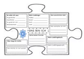 Vorschau - Mal- und Bastelvorlagen - Steckbrief in Puzzleform - Deckblatt