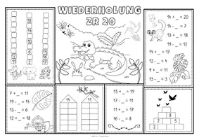 Vorschau - Stationenlernen - Wiederholungsmatten Mathematik Klasse 1 Wiederholung | Zahlenraum 20 | Mathematik Klasse 1 | Rechnen & malen - Seite 2