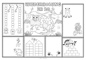 Vorschau - Stationenlernen - Wiederholungsmatten Mathematik Klasse 1 Wiederholung | Zahlenraum 20 | Mathematik Klasse 1 | Rechnen & malen - Seite 3