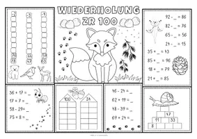 Vorschau - Stationenlernen - Materialpaket - Wiederholungsmatten Mathematik | Klasse 1 | Klasse 2 | Wiederholung | Zahlenraum 10, 20 & 100 | Rechnen & malen - Seite 3