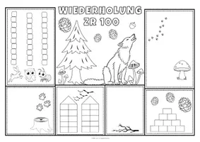 Vorschau - Stationenlernen - Wiederholungsmatten Mathematik Klasse 2 Wiederholung | Zahlenraum 100 | Mathematik Klasse 2 | Rechnen & malen - Seite 3