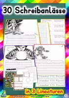 Vorschau - Unterrichtsreihen - 30 Schreibanlässe: erst malen, dann schreiben (Klasse 2-6) in 3 Lineaturen (D-A-CH) - Deckblatt