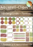 Vorschau - selbst erstellte Cliparts/Grafiken - Aquarell ClipArts - HERBST - Hintergründe, Formen, Felder - Deckblatt