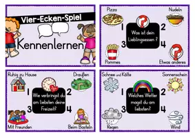 Vorschau - Spiele - Vier-Ecken-Spiel Kennenlernen Grundschule – Bewegungsspiel & Entscheidungsspiel (Klasse 2–4) | Schulstart & Klassengemeinschaft - Seite 1