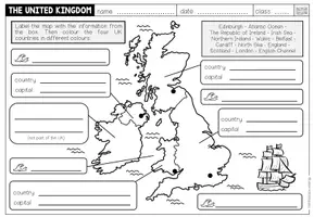 Vista previa - Hojas de trabajo - THE UNITED KINGDOM - Map Work (Worksheets) - página 1
