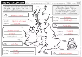 Vista previa - Hojas de trabajo - THE UNITED KINGDOM - Map Work (Worksheets) - página 2
