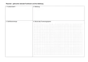 Vorschau - Arbeitsblätter - Placemat – gebrochenrationale Funktionen und ihre Ableitung - Deckblatt