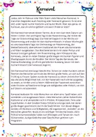 Vorschau - Arbeitsblätter - Leseverstehen Klasse 5/6: Karneval/Fasching Leseverständnis - Seite 1