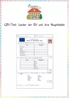 Vorschau - Arbeitsblätter - Europa / EU: Lernzielkontrolle (Länder & Hauptstädte) - Sachunterricht - Kl. 3/4 - Deckblatt