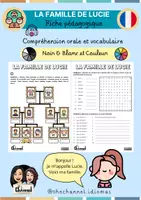 Vista previa - Hojas de trabajo - LA FAMILLE DE LUCIE – Compréhension orale et vocabulaire - Portada