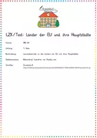 Vorschau - Arbeitsblätter - Europa / EU: Lernzielkontrolle (Länder & Hauptstädte) - Sachunterricht - Kl. 3/4 - Seite 1