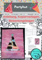 Vorschau - Mal- und Bastelvorlagen - Kunstprojekt Partyhut Karneval Fasnacht Fasching, mit Bewertungsbogen und Anleitung - Deckblatt