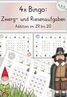 Vorschau - Unterrichtsreihen - Materialpaket: Zwerg- und Riesenaufgaben, Addition und Subtraktion im ZR bis 20 + ZR bis 100, Freiarbeitsmaterialien + Heft, GROWING BUNDLE - Seite 1