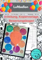 Vorschau - Mal- und Bastelvorlagen - Luftballon Kunstbild Karneval, Fasching, Fasnacht, Kunstprojekt mit Bewertungsbogen - Deckblatt
