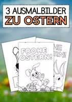 Vorschau - Mal- und Bastelvorlagen - 3 Ausmalbilder für Ostern (1.-4. Klasse) - Deckblatt