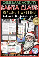 Vorschau - Stationenlernen - Englisch Christmas Reading + Writing Materialpaket Santa Claus 3-fach differenziert - Deckblatt