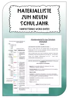 Vorschau - Lehrpläne/Lehrermaterial - Materialliste für das neue Schuljahr (Word-Datei) - Deckblatt
