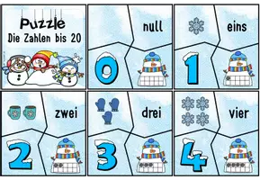 Vorschau - Spiele - Winterliches Puzzle: Zahlenraum bis 20 (Zahlendarstellungen) - Seite 1
