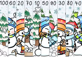 Vorschau - Arbeitsblätter - Winterliches Streifenpuzzle: Zehnerzahlen (Klasse 2) - Seite 3
