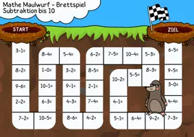 Vorschau - Spiele - Mathe Maulwurf - Brettspiel / Subtraktion Zahlenraum 10 - Seite 1