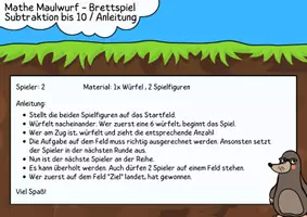 Vorschau - Spiele - Mathe Maulwurf - Brettspiel / Subtraktion Zahlenraum 10 - Seite 2