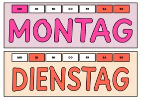 Vorschau - Poster - Wochentage Tafelaushang in Regenbogenoptik - Seite 1