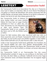 Vorschau - Spiele - Tasmanischer Teufel: Leseverständnis und Kreuzworträtsel mit Lösungen - Seite 1